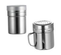 Gatuida 2Pcs Stainless Steel Seasoning Pots with Cover Food Grade Portable Powder Containers for Cafe Matcha Cocoa Sugar Dispensing Easy to Hold and Sprinkle for Kitchen and Restaurant Use