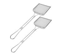 Gatuida 2Pcs Stainless Steel Square Oil Residue Strainer Skimmer Ladle Fine Mesh Fat Colander for Frying Chicken and Fries High Temperature Resistant Kitchen Tool