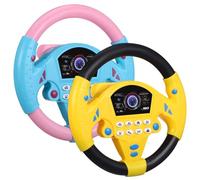 Gatuida 2pcs Steering Wheel Toy, Car Driving Simulator with Non-slip handle, Baby Driver with Sounds, Secure Suction Attachment, Kids Steering Wheel for Car, Girls & Boys (Pink, Yellow)