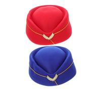 Gatuida 2Pcs Stewardess Hat for Party Cosplay Elegant Flight Attendant Beret Hats Red Comfortable and Stable Material for Costume Dress Up and Theme Events