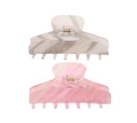 Gatuida 2pcs Symphony Striped Shark Clip Fishbone Claw Clip Matte Hair Clip Simple Grab Thick Hair Claw Iridescent Ponytail Grab Colorful Ponytail