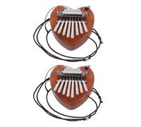 Gatuida 2pcs Thumb Piano: 8-tone Heart Design Mini Thumb Piano - 8 Tone Portable Musical Kalimba Instrument Pendant With Lanyard For Beginners Training