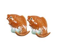 Gatuida 2pcs Toilet Bolt Caps Ceramic Carp Design Decorative Screw Covers Artistic Bathroom Decor Replacement Parts Unique Carp Leaping Theme