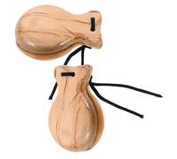 Gatuida 2pcs Traditional Wooden Spanish Castanets with String Percussion Instrument for Rhythm and Coordination Development Cultural Dance Music for Early Childhood and Family Play