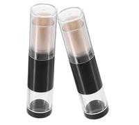 Gatuida 2pcs Travel Makeup Brush with Press and Dispense Mechanism for Powdered Cosmetics Includes Dense Foundation Brush Refillable Bottle for Blush Application