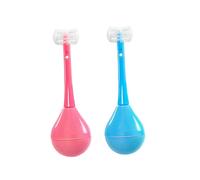Gatuida 2pcs Tumbler Design Toothbrush Soft Bristle Manual Brush for Gentle Enamel Protection with Adorable Cartoon Pink Blue Colors Portable Oral Cleaning Tool