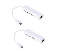 Gatuida 2pcs Type C Hub Network Port and USB Ports for USB C Devices for Home Office Use