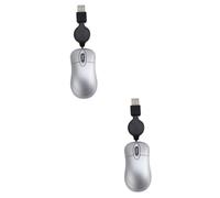 Gatuida 2pcs Usb Mouse Silver Retractable Portable Laptop Mouse Cable Mini Usb Resolution Comfortable for Office Home