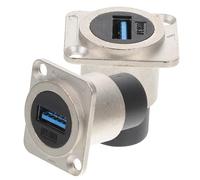 Gatuida 2pcs USB Panel Mount Coupler USB Pass Through Adapter with Cover Industrial Socket for High-speed Data Transmission