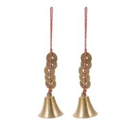 Gatuida 2pcs Vintage Brass Bell Pendant: Chinese Door Hanging Bells For Feng Shui Gifts - Metal Wind Chime Accessories - Rustic Farmhouse Hanging Chimes