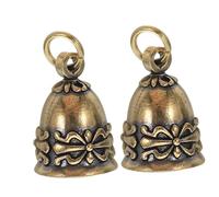 Gatuida 2pcs Vintage Brass Bow Bell Small Craft Bells for Door Wind Chimes Decorative Keyring Pendants Wedding Christmas Hanging Ornaments with Classic Retro Finish