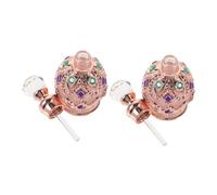 Gatuida 2pcs Vintage Glass Perfume Vials Refillable Essential Oil Bottles Rose Gold Enamelled Scent Containers Portable Holders for Women
