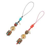 Gatuida 2Pcs Vintage Nepal Retro Meditation Chakra Car Hanging Pendant Delicate Lightweight Charm for Keychains and Mobile Phone Accessories Creative Boho Style Ornament for Interior
