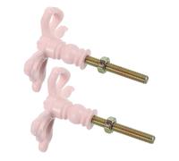 Gatuida 2pcs Vintage Pink Bowknot Cabinet Door Handles, Retro Decorative Drawer Pulls for Wardrobe and Cupboard Hardware in French Style