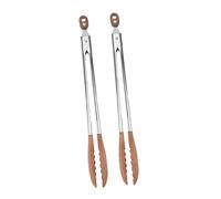 Gatuida 2pcs Walnut Wood and Stainless Steel Kitchen Tongs Serving Salad BBQ Grill Utensils for Meat Pasta Bread Buffet Cooking Clamps