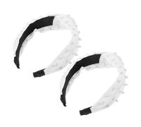Gatuida 2pcs White Knotted Pearl Headbands for Women Wide Secure Fit Hairbands Elegant Wedding Party Accessories Brides and Special Occasions