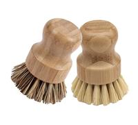 Gatuida 2pcs Wood Handle Pot Scrubbing Brush for Kitchen Dish Cleaning Sturdy Coconut Scrubbers for Pans Pots Sinks and Countertops Lightweight Household Cleaning Tools