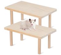 Gatuida 2pcs Wooden Hamster Platforms with Legs Small Pet Climbing and Resting Stands for Hamster Cage Landscape Safe Chew Resistant Play for Chinchillas and Dwarf