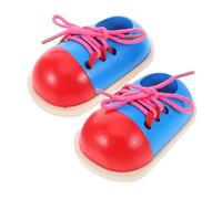 Gatuida 2Pcs Wooden Lacing Shoe Educational Tie Up Shoe Threading Activity for Fine Motor Skills Development Fun Learning for Preschool and Home