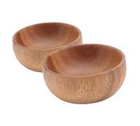 Gatuida 2pcs Wooden Serving Bowl Smooth Hand Polished Acacia Wood Salad Soup Dish for Home Hotel Kitchen Versatile Natural Grain Food Safe Plates