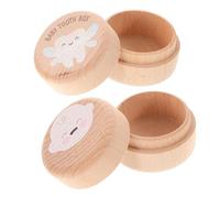 Gatuida 2pcs Wooden Tooth Keepsake Box Round Shape Gender Neutral Teeth Storage Container for Boys Shower Gift