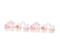 Gatuida 2sets Pink Rabbit Train Cake Decoration Cute Bunny Ornament for Birthday Cake Adorable Figurines for and Indoor Spaces for Celebrations and Events 3pcs*2