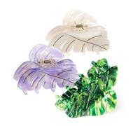Gatuida 3 Pcs Acetate Leaf Claw Clips for Women Jaw Clips for Thick Hair Smooth Non-slip Hair Accessories with Elegant Leaf Design for Casual and Formal Use