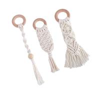 Gatuida 3 Pcs Cotton Rope Molar Rod Teether Toy for Babies, Handmade Beech Wood Teeth Grinding Stick Set for Infant Sensory Chewing and Oral Development