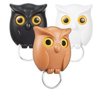 Gatuida 3 Pcs Owl Wall Key Hooks Adhesive Key Holders for Entryway in White Black and Easy Stick Installation for Apartment Organization