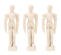 Gatuida 3 Pcs Wood Artist Mannequin Poseable Jointed Figure Drawing Art Sketch Doll Desktop Decor Set Flexible Body Parts Study Tool Craft Gear Pro Office Prop 13.50 cm Length Nice Pick Top Kit