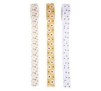 Gatuida 3 Roll Ribbon Spring Festival Ribbon Cute Flower Daisy Print for Present Wrapping Wedding Bouquet Ties Country Style Harvest Wrap