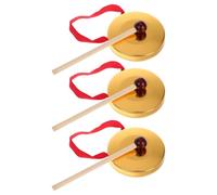 Gatuida 3 Sets Golden Mini Handheld Gong Percussion Instruments with Copper Plating and Mallets, Excellent Decoration and Safe for Children, for Collection Decorative Ornaments and Home