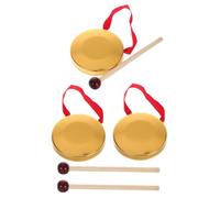 Gatuida 3 Sets Mini Copper Gongs with Mallets, Handheld Percussion Instruments for Children, Well-designed Copper Plated Material, for Home Decorations and Collection Ornaments