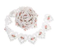 Gatuida 3 Yards White Embroidered Lace Ribbon Imitation Pearl Flower Appliques Sewing Craft for Wedding Dress Embellishment DIY Dress Decor Gowns Decor