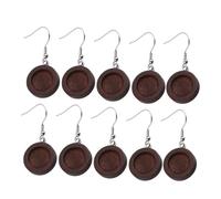 Gatuida 30 Pcs Wooden Earring Bezel Trays for DIY Jewelry Making Lightweight Hypoallergenic Stainless Steel Ear Hooks Coffee Color Craft Accessories for Earrings Creation