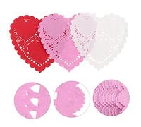Gatuida 300 Sheets Heart Shaped Mini Paper Doilies Greaseproof Decorative Coasters for Wedding Valentine's Day Cake Presentation Party Tableware Food Grade Paper