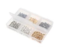 Gatuida 300PCS Gold Half Round Open Crimp Beads 6-Compartment Rectangle Storage Box, Metallic Knot Covers for Necklace Making, Jewelry End Finishing Caps for Beading Wire and Nylon Thread