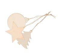 Gatuida 30pcs DIY Christmas Wooden Slices Pendant Natural Wood for Creative Holiday Crafts Includes Round Trees Stars Baubles for Tree Wall Window Decorations
