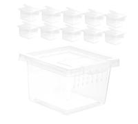 Gatuida 30pcs Reptile Feeding Box with Natural Sunbathing Platform Clear Gecko Tank and Turtle Breeding Terrarium Secure Locking Hatching Container for Snakes Lizards and Insects