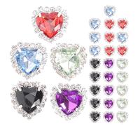Gatuida 30pcs Rhinestone Heart Embellishments: Sew On Rhinestones Gems Button Accessory Glass Crystals Buttons for DIY Jewelry Crafting Sewing Clothes Wedding Hair Decoration Accessories