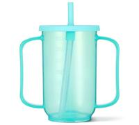 Gatuida 350ml Adult Drinking Cup for Elderly, Plastic Non-Spill Cups, Portable Two Handled Cup, Spill-Proof Sippy Cups with Straw and Lid for Bedridden Patients, Disabled, Hospital, Convalescent Care