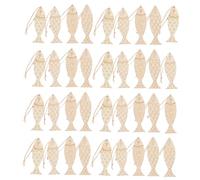 Gatuida 36pcs Fish Shape Wooden Cutouts for DIY Crafts Unfinished Ocean Animal Ornaments for Keychains Home Decor and Party Favors Natural Wood Blanks for Creative Projects
