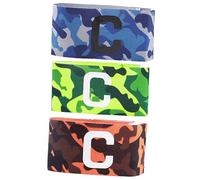 Gatuida 3Pcs Adjustable Elastic Football Captain Armbands with Breathable Nylon Material for Running and Outdoor Sports High Visibility Camouflage Arm Covers in Blue Green and Orange