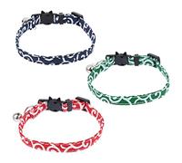 Gatuida 3Pcs Adjustable Kitten Collar with Bell Breathable Bow Necktie for Cats Stylish Daily Wear Special Occasions Green Red Navy Blue