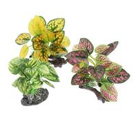 Gatuida 3pcs Aquarium Artificial Plants Simulation Water Grass Ornament Textile Leaves for Fish Tank Decoration, Lifelike Fake Fish Tank Supply Including Yellow and Red Driftwood Aquatic