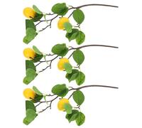 Gatuida 3Pcs Artificial Lemon Branches Simulation Decor Bright Plastic Faux Plant Stems for Home Party Festival Easy Care Ornamental Branches