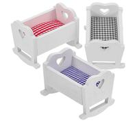 Gatuida 3pcs Baby Doll Bed: Miniature Furniture Toys - 1:12 Scale Dollhouse Mini Crib Model - Decorative Bedroom Set For Dolls Festive Birthday Parties