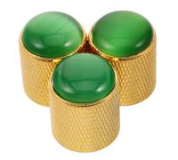 Gatuida 3pcs Bass Knobs: Small Green Cat Eye Metal Knobs for Electric Guitar and Bass - Volume and Tone Control Potentiometer Caps Parts for Audio Speaker Amplifier