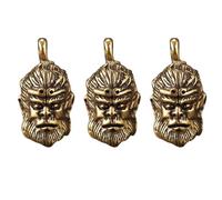 Gatuida 3pcs Brass Monkey Wukong Head Keychain Pendants Lightweight Sturdy Key Ring Hanging Ornaments with Delicate Engraved Details for Making Keychains and Bags