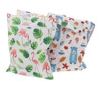 Gatuida 3pcs Cartoon Print Small Wet Dry Diaper Bag Set for Babies, Waterproof Zipper Pouch for Cloth Diapers and Swimsuits, Portable Nursery Storage Bags with Bear, Dinosaur, and Flamingo Designs